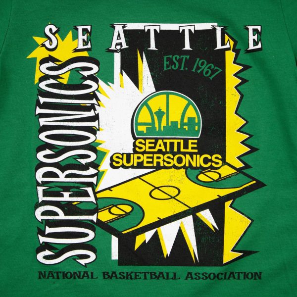 Seattle SuperSonics Youth Kelly Green Poster T-Shirt Online Hot Sale - Image 2