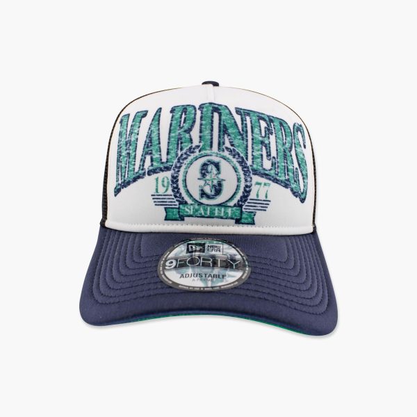 Seattle Mariners Primary Logo Distressed Trucker Hat Discount