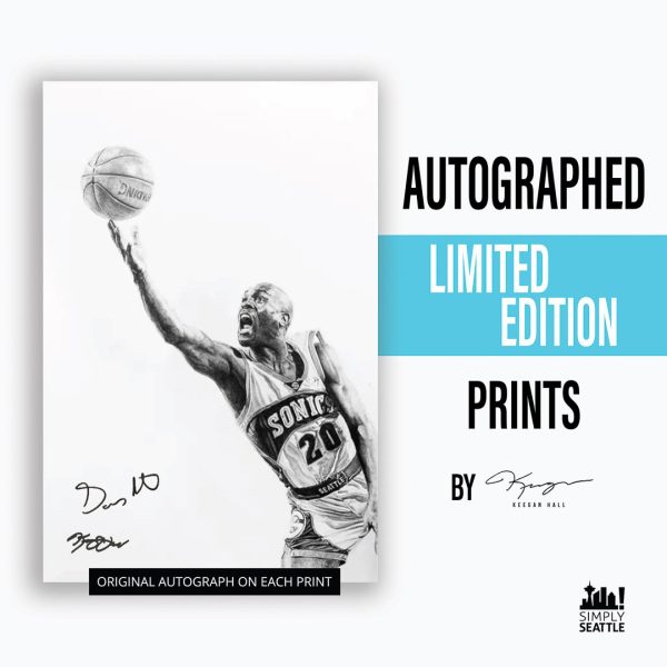 AUTOGRAPHED Gary Payton Print by Keegan Hall Hot on Sale
