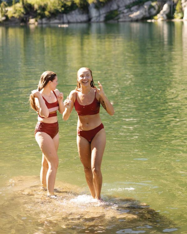 Textured Stripe Redwood Bikini Bottom Sale - Image 3