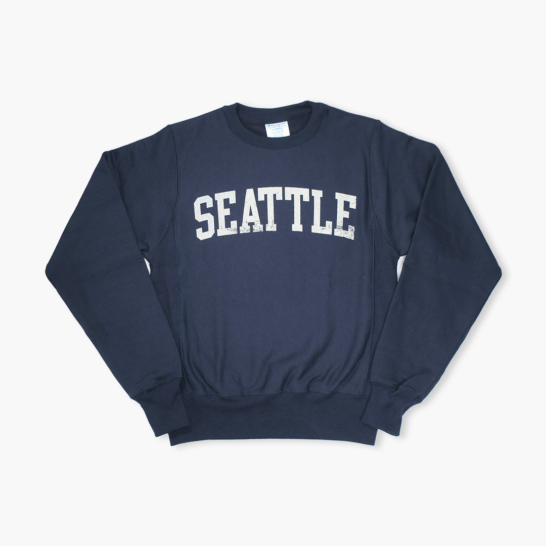 Seattle Marine Navy Reverse Weave Crewneck Online Sale
