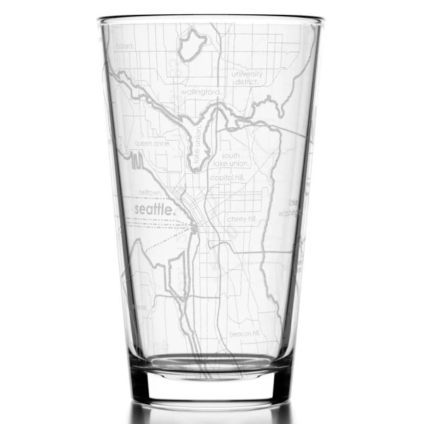 Seattle Map Pint Glass For Sale