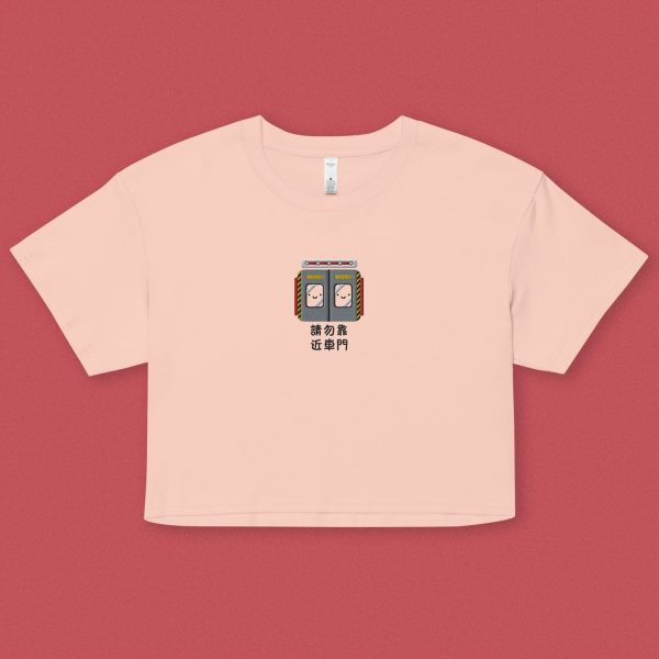 Stand Back From the Train Doors Embroidered Crop T-Shirt For Discount - Image 4
