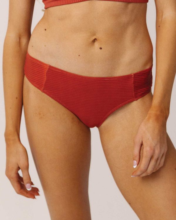 Textured Stripe Redwood Bikini Bottom Sale