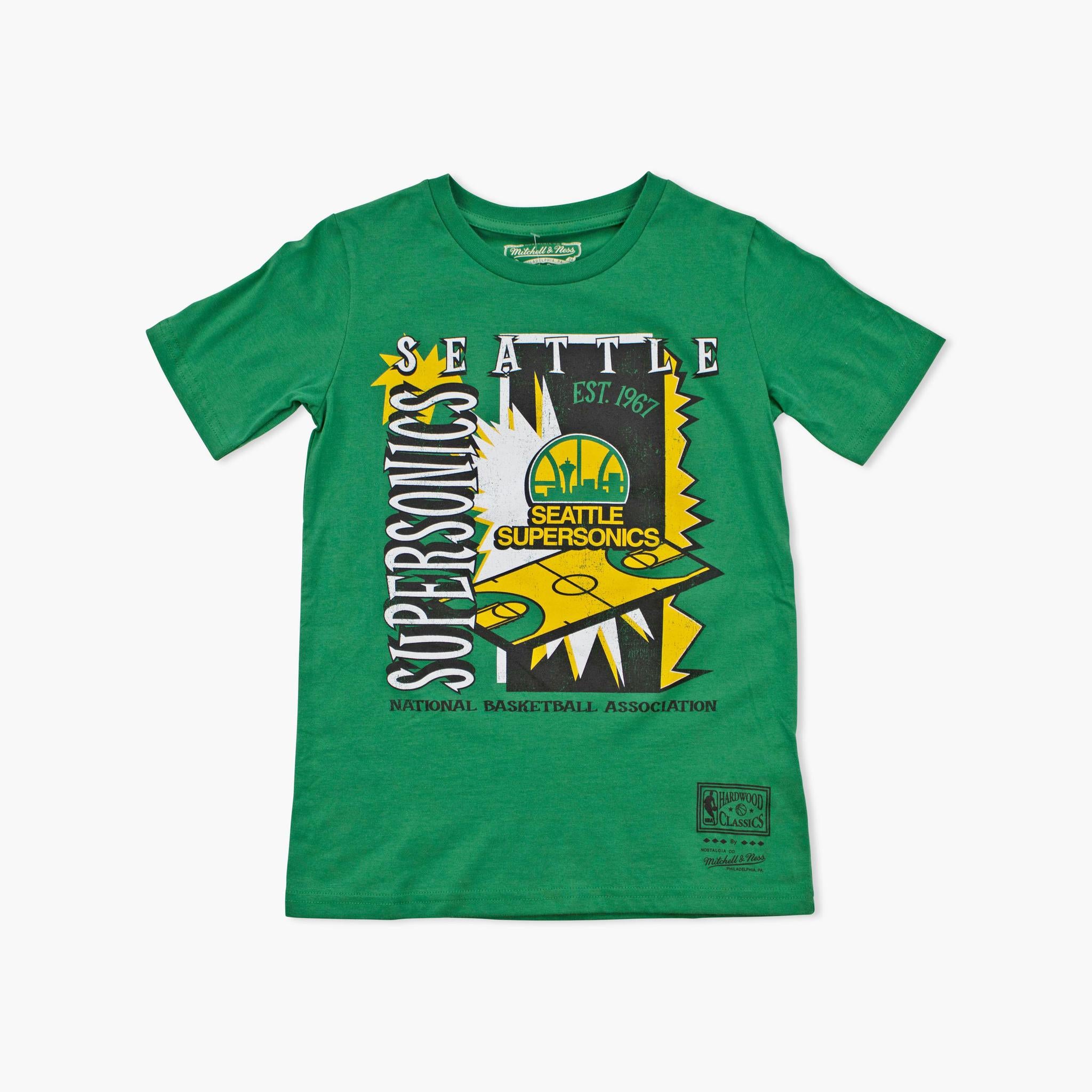 Seattle SuperSonics Youth Kelly Green Poster T-Shirt Online Hot Sale