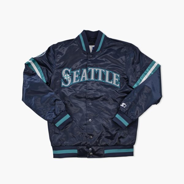 Seattle Mariners Starter Midnight Navy Satin Jacket For Cheap