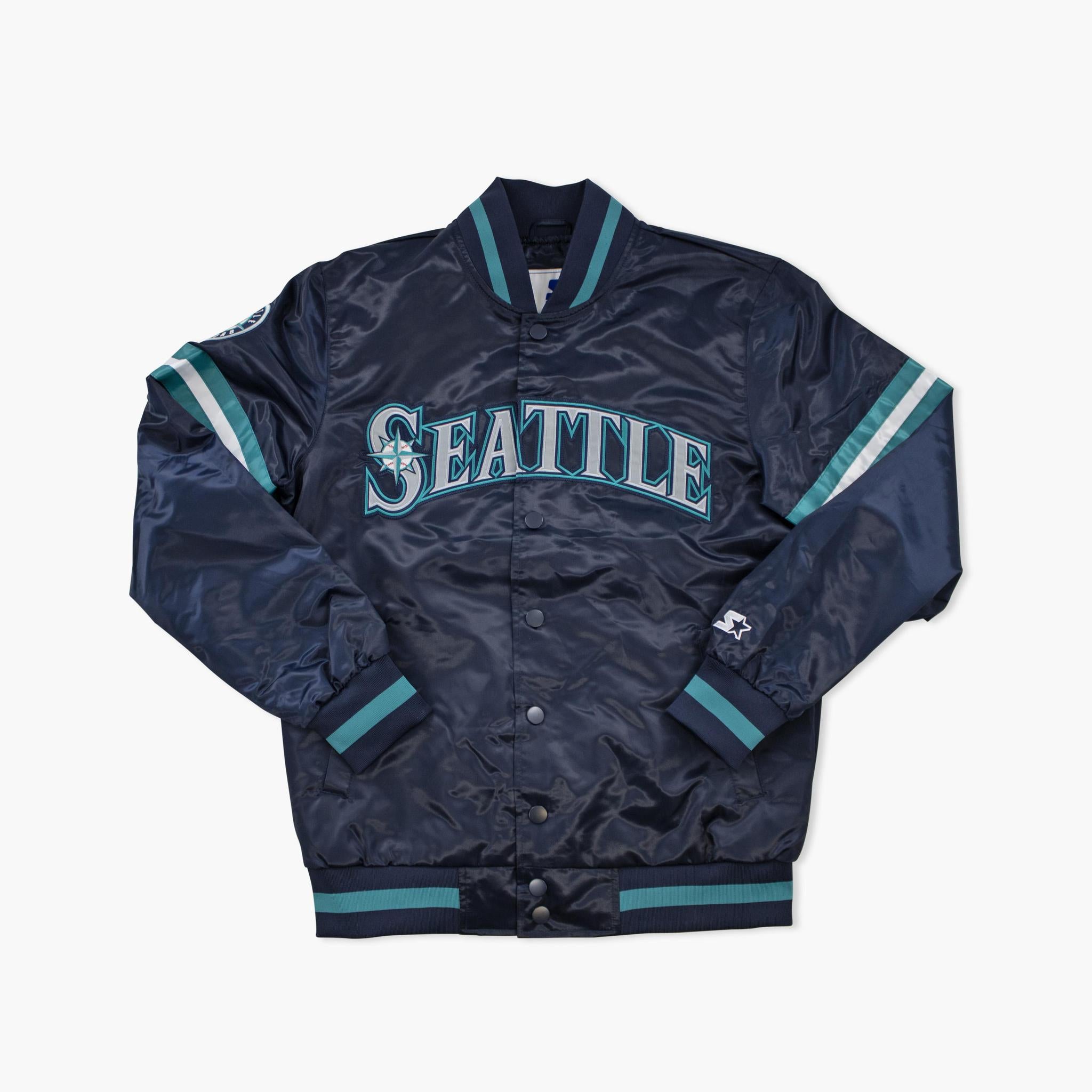 Seattle Mariners Starter Midnight Navy Satin Jacket For Cheap