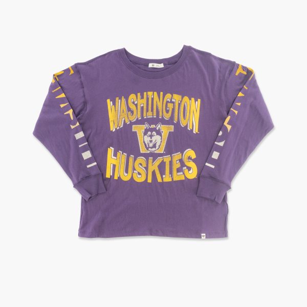 Washington Huskies Classic Throwback Women s Long Sleeved T-Shirt Online Sale - Image 2
