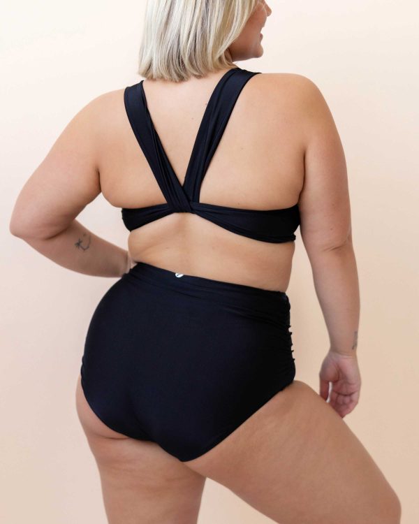 Black Ruched High Rise Bottom Hot on Sale - Image 2