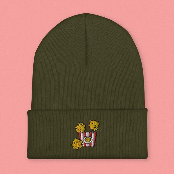 Popcorn Chicken Embroidered Beanie Hot on Sale - Image 4