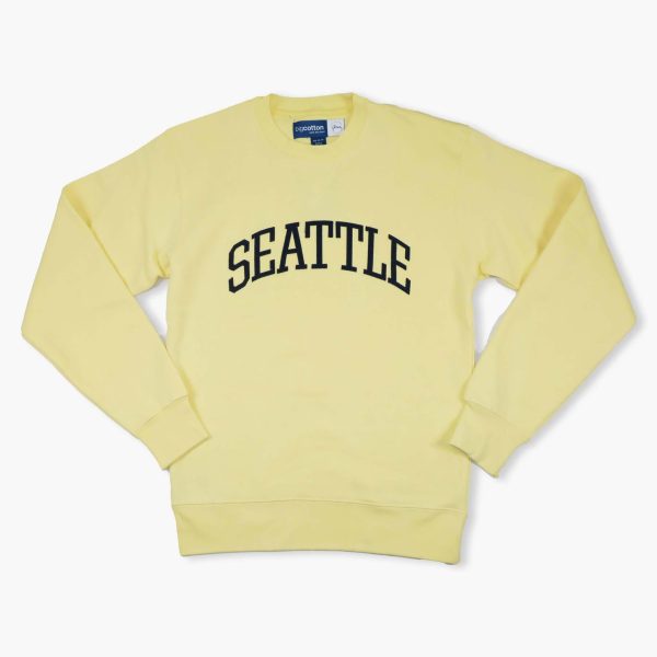 Seattle Applique Butter Big Cotton Crewneck Cheap - Image 3