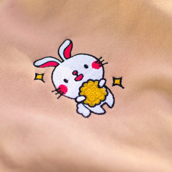 Mooncake Rabbit Embroidered Crop Hoodie Online Sale - Image 2
