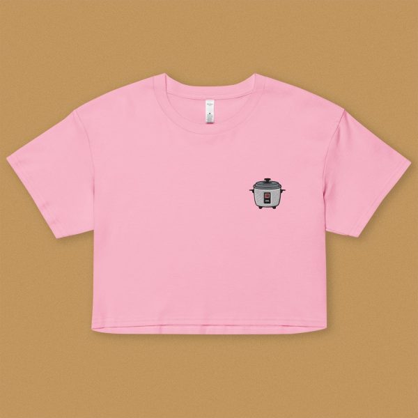 Rice Cooker Embroidered Crop T-Shirt Hot on Sale - Image 4