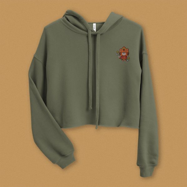 Year of the Tiger Embroidered Crop Hoodie For Sale - Image 4