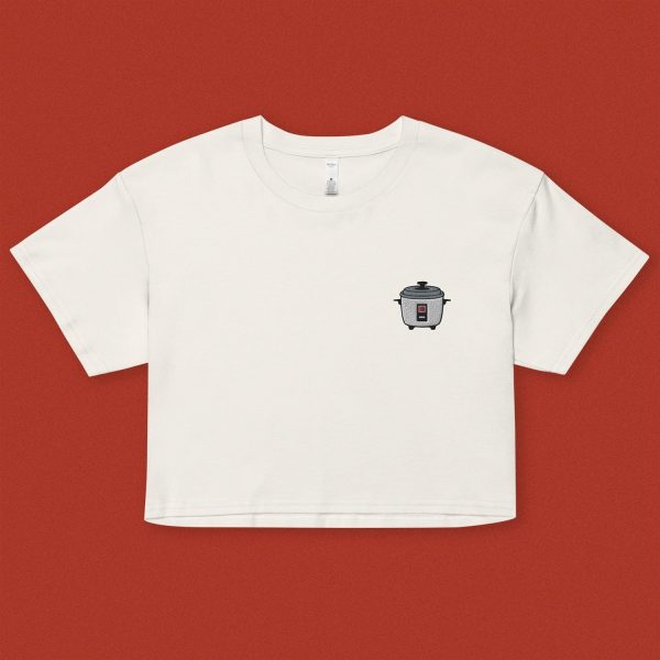 Rice Cooker Embroidered Crop T-Shirt Hot on Sale - Image 3
