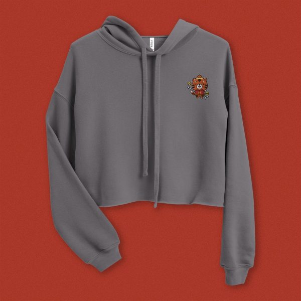 Year of the Tiger Embroidered Crop Hoodie For Sale - Image 3