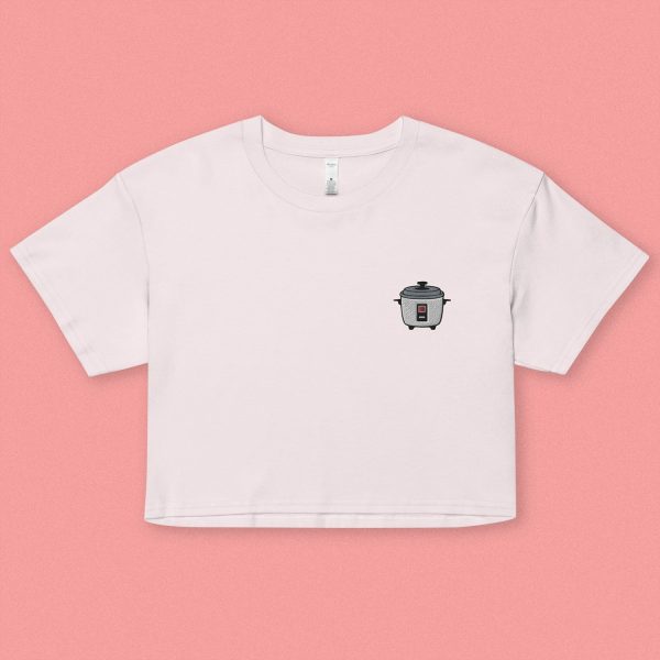 Rice Cooker Embroidered Crop T-Shirt Hot on Sale