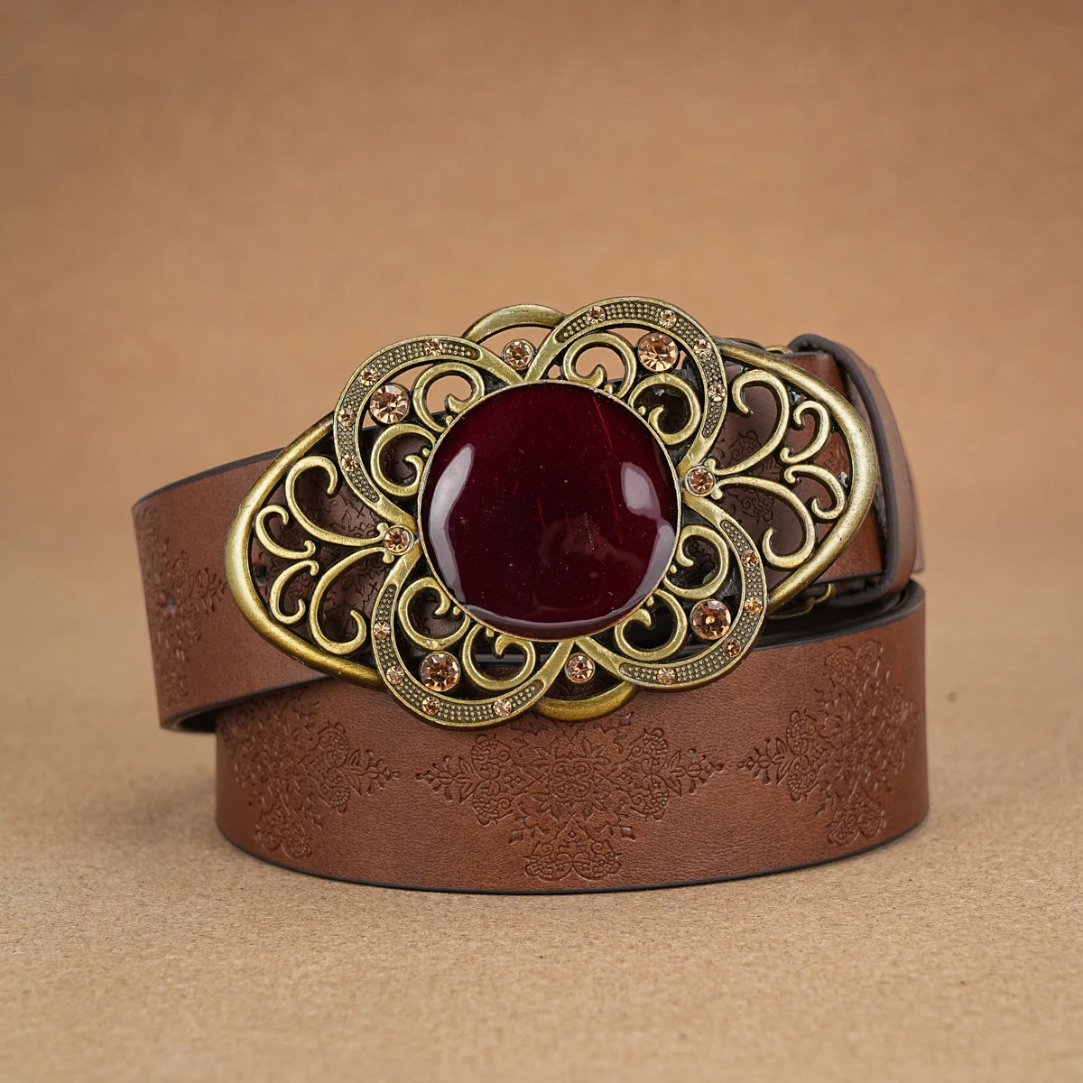Western Vintage Fashionable Belt Decorative Printed Engraved Belt For Sale
