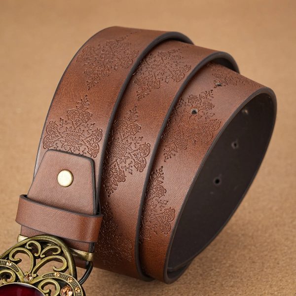 Western Vintage Fashionable Belt Decorative Printed Engraved Belt For Sale - Image 2