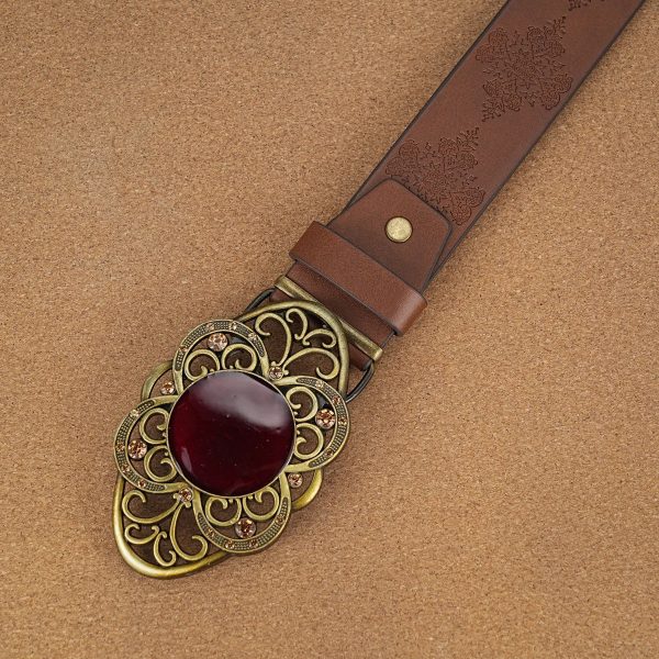 Western Vintage Fashionable Belt Decorative Printed Engraved Belt For Sale - Image 3